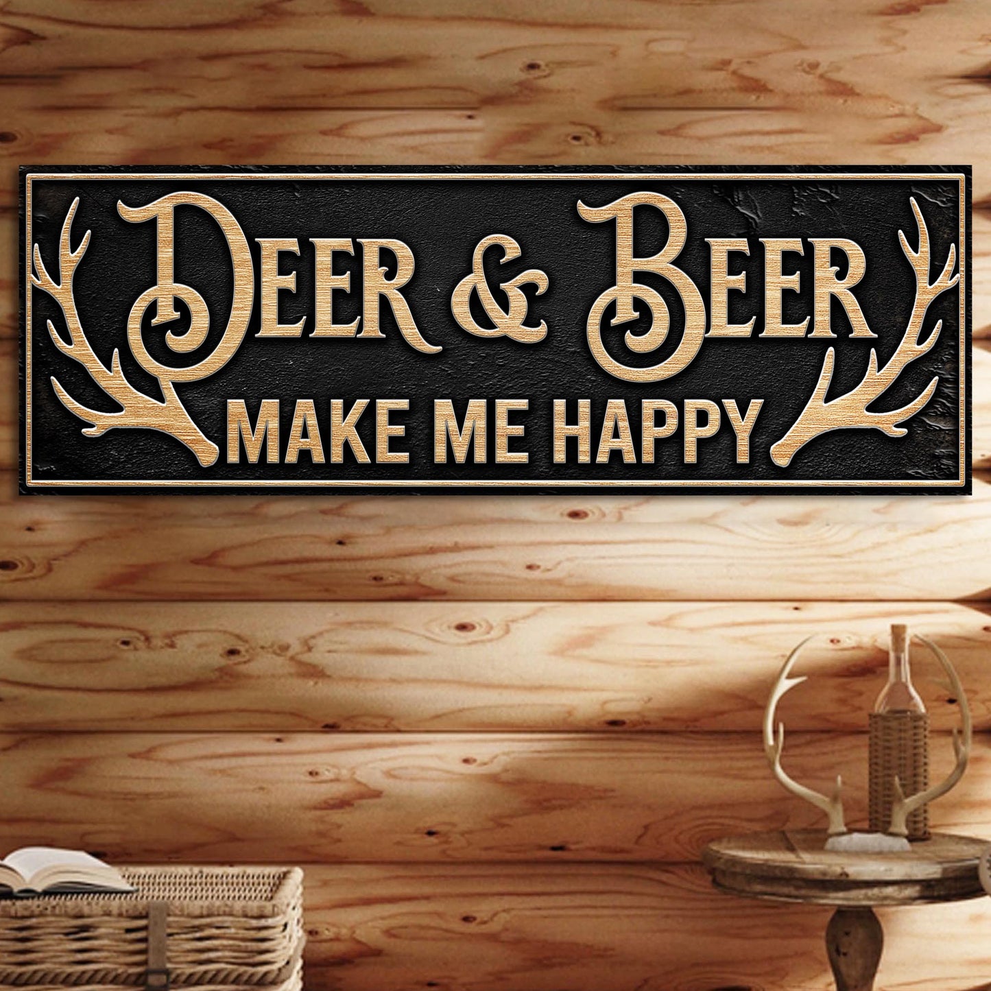 Deer and Beer Hunting Canvas Wall Art