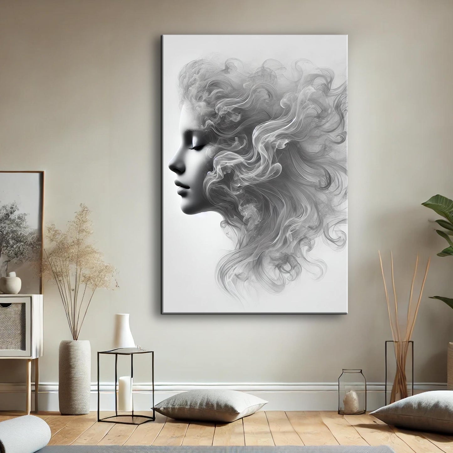 Soft wave abstract flow canvas wall art calming modern bedroom art