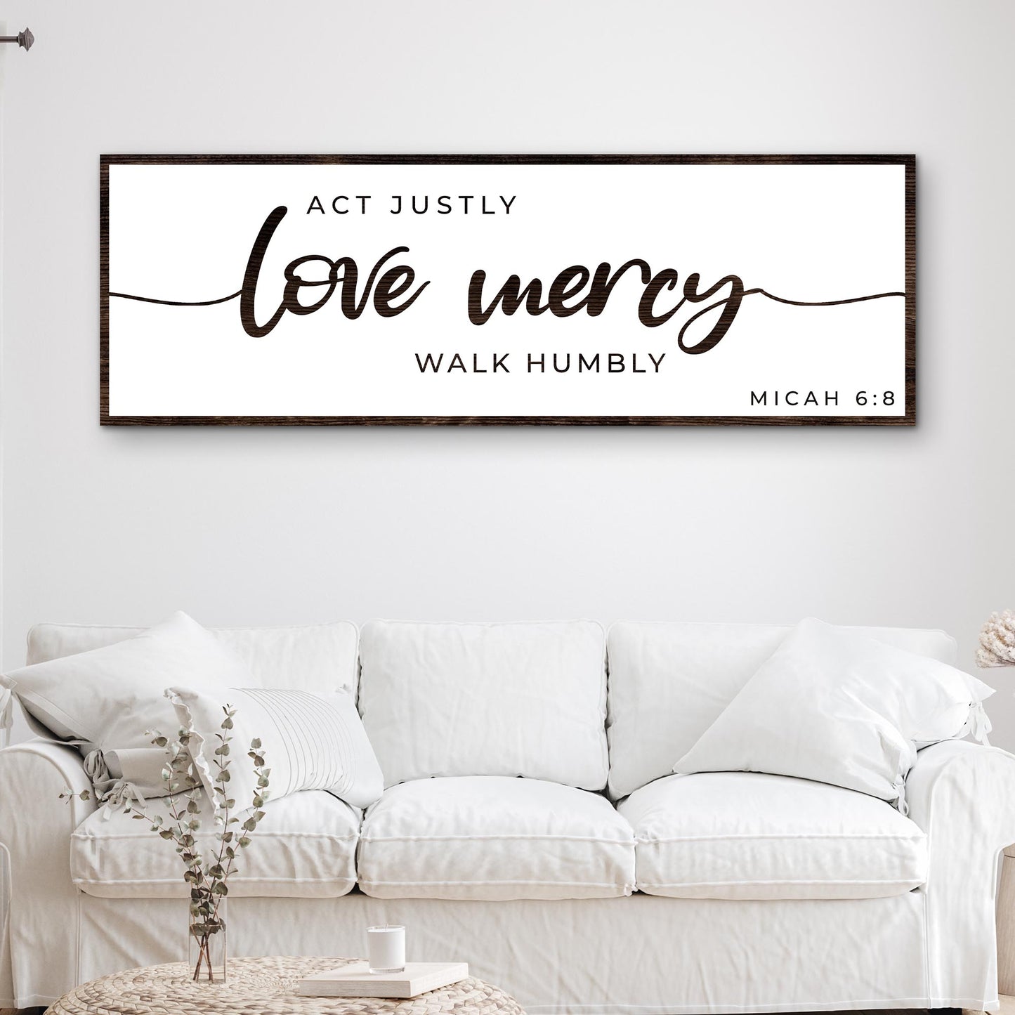 Act justly love mercy walk humbly faith sign canvas
