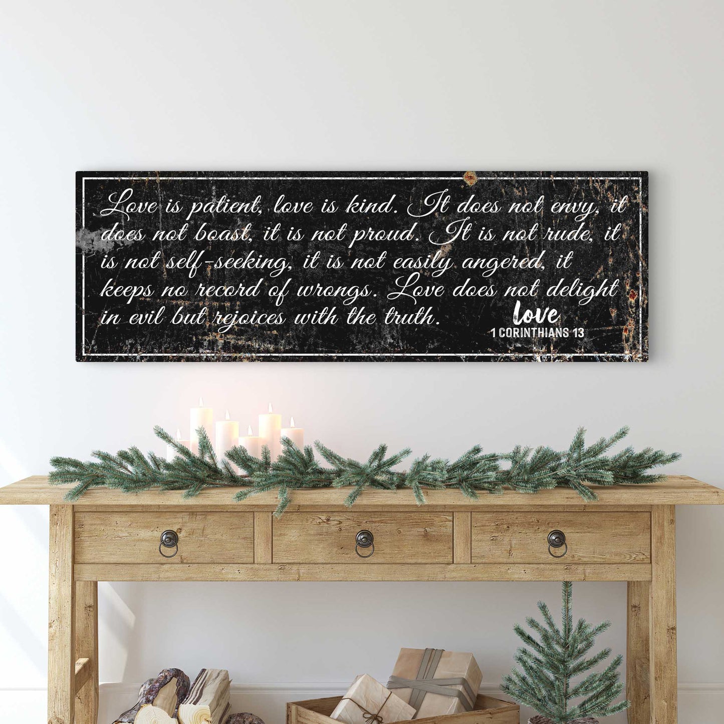 1 Corinthians 13 Love Is Patient Rustic Christian Wall Art