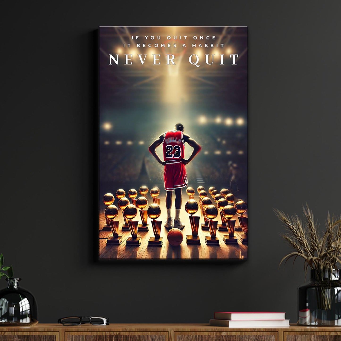 Never Quit Sport Motivational Canvas Wall Art