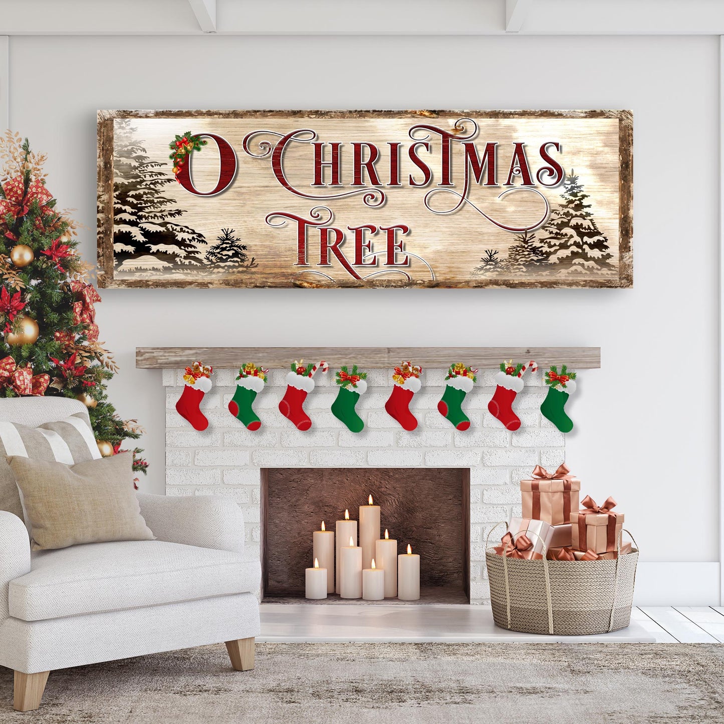 O Christmas Tree Canvas Wall Sign - Holiday Art