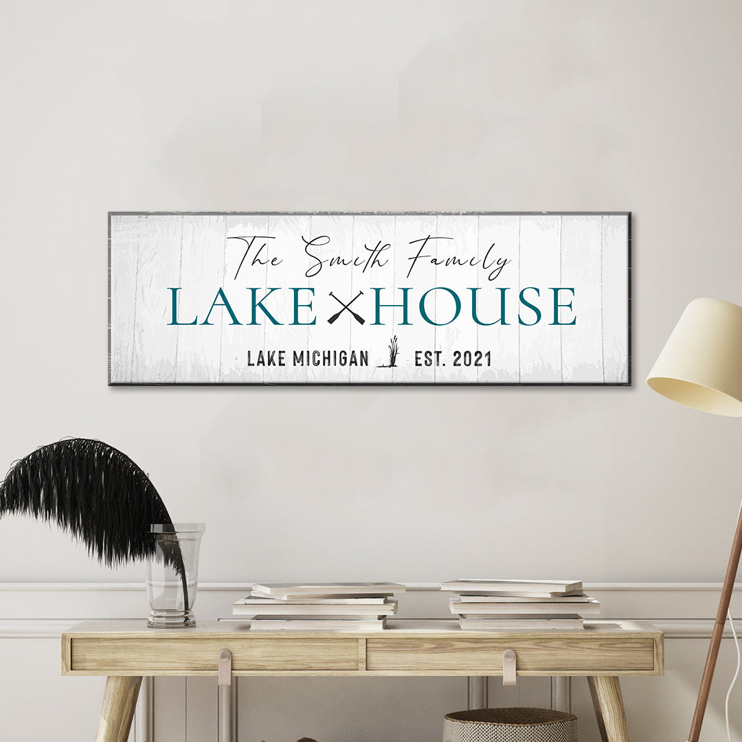 Classic Family Lake House Canvas Sign