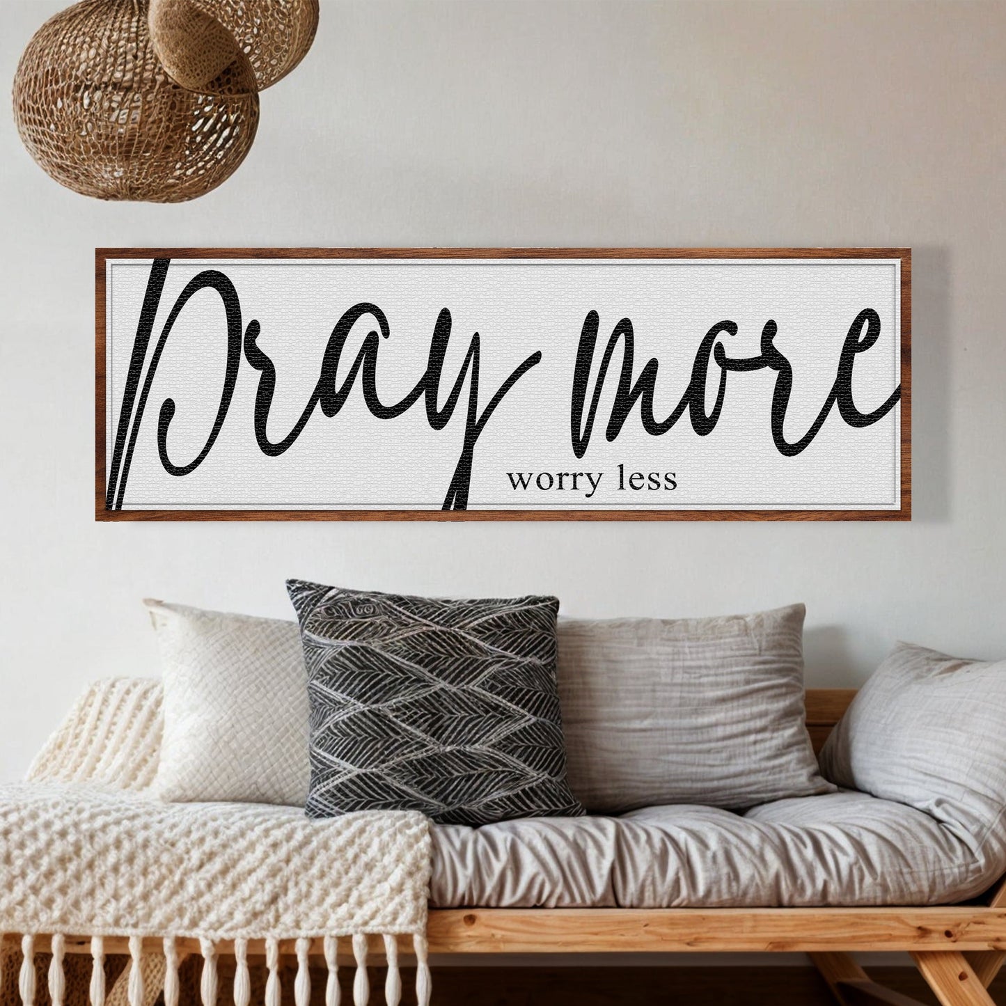 Pray More Worry Less Faith Canvas Wall Art IV