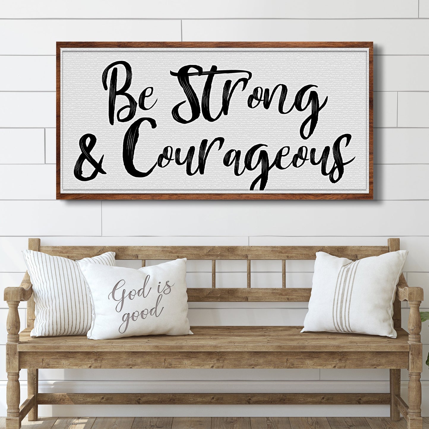 Be Strong And Courageous Faith Sign Canvas Wall Art II