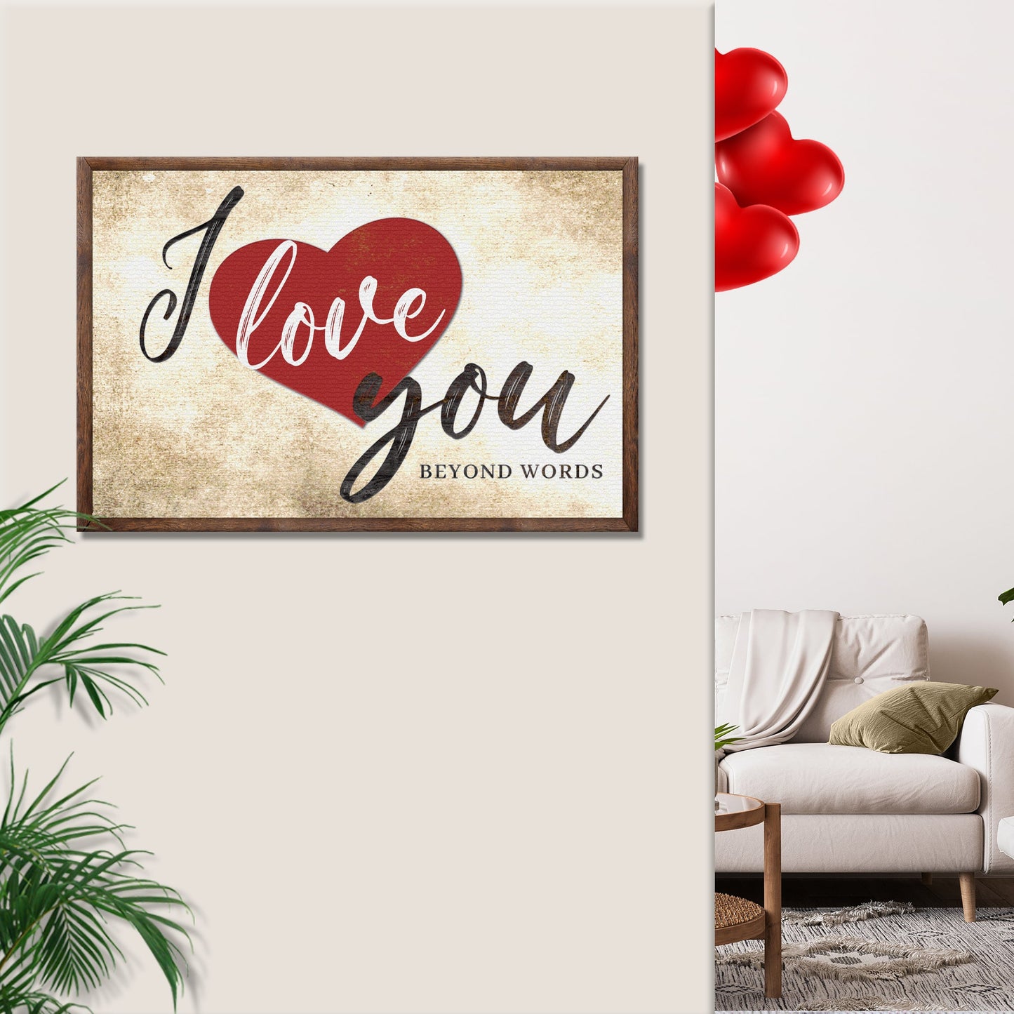 Valentine Beyond Words Romantic Canvas Wall Art Sign