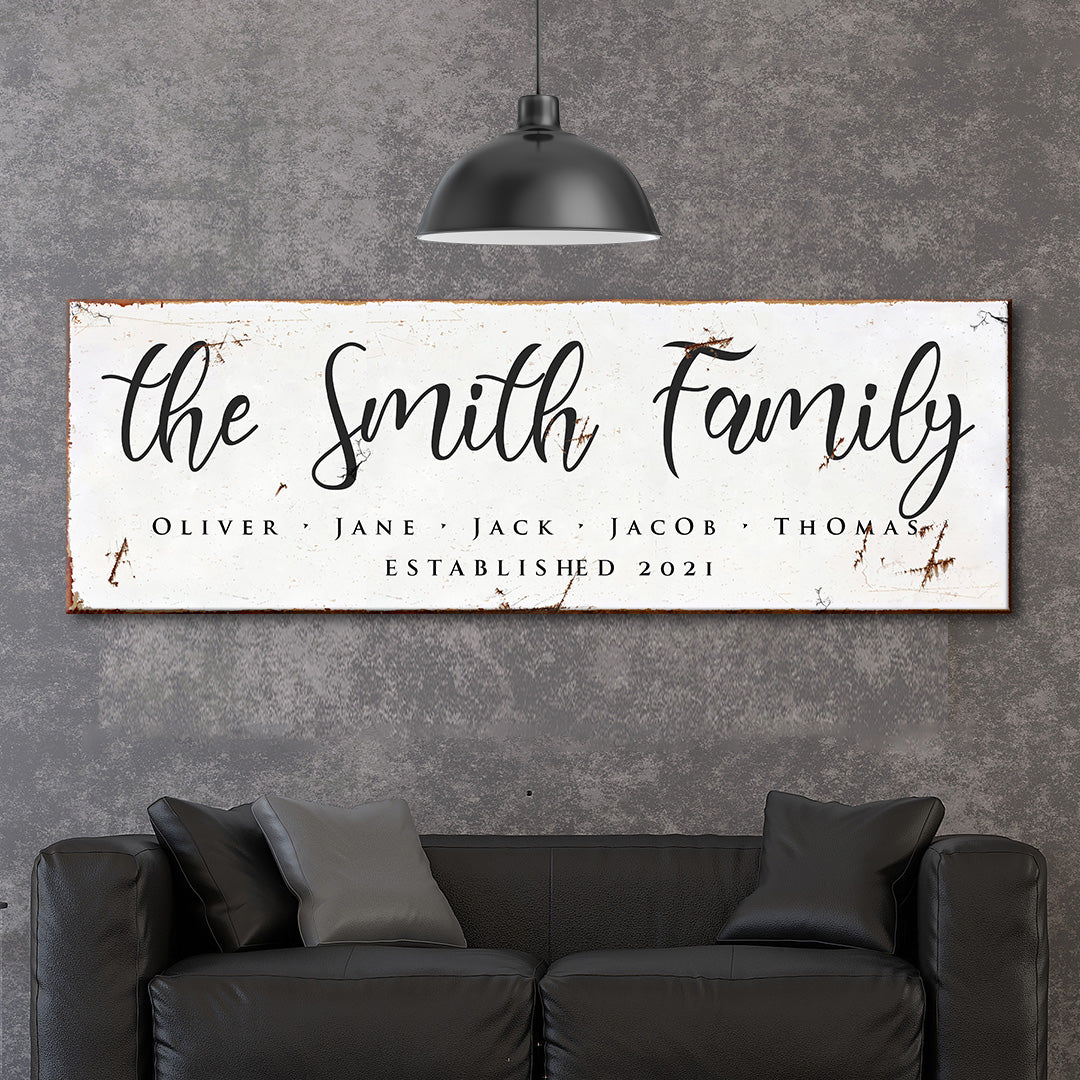 Personalized Family Established Canvas Sign Wall Art