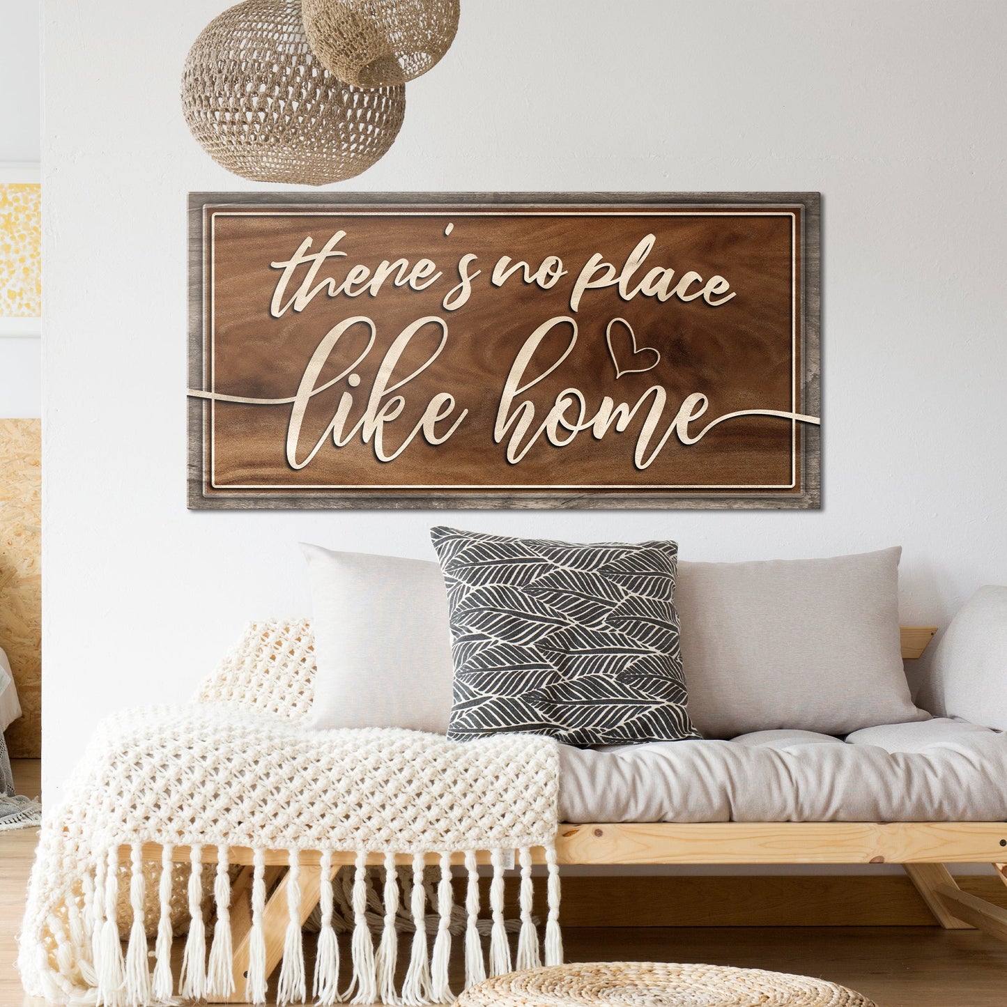 There's No Place Like Home canvas wall art sign - warm home sentiment decor