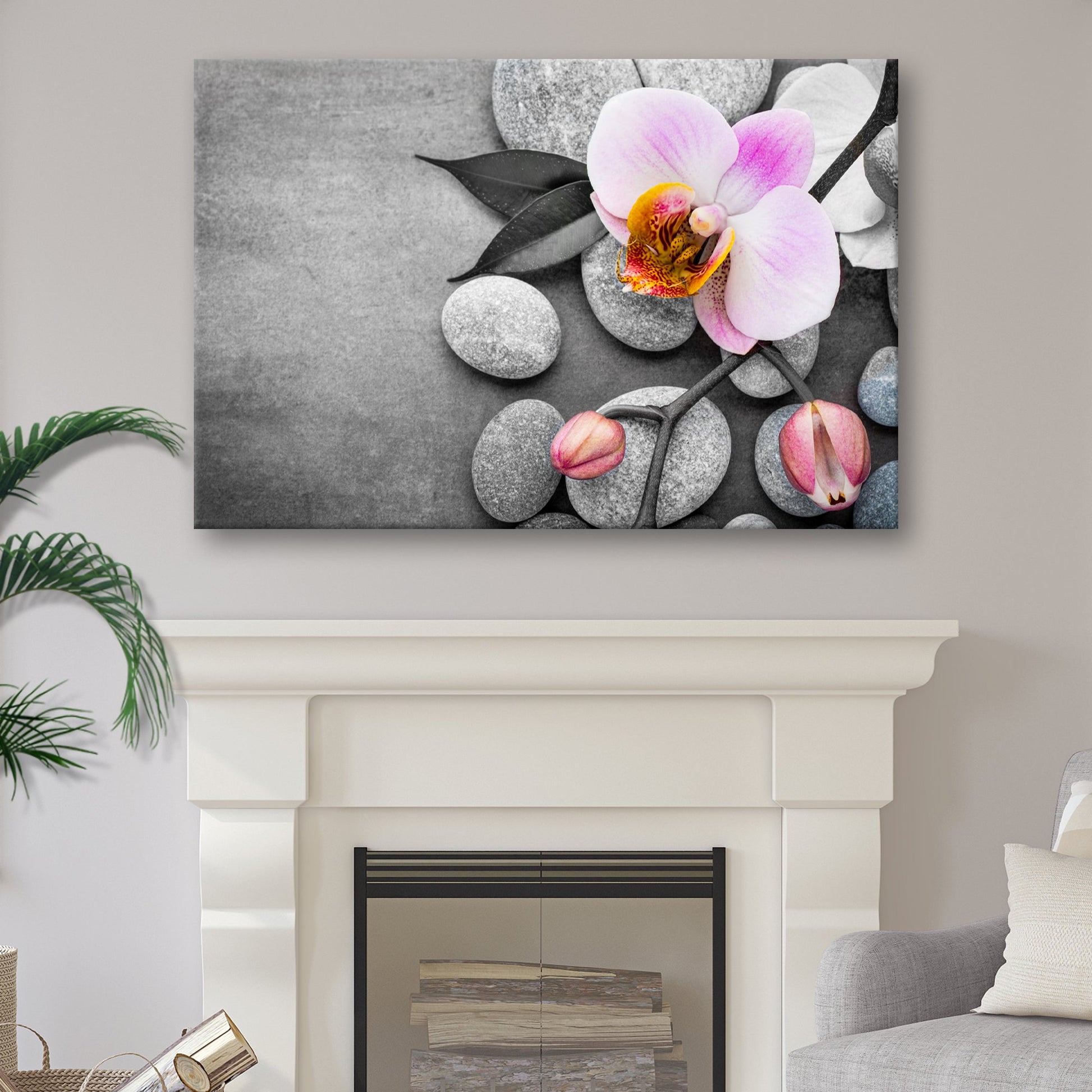 Fresh white orchid flowers on soft background canvas wall art