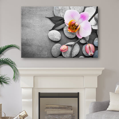 Fresh white orchid flowers on soft background canvas wall art