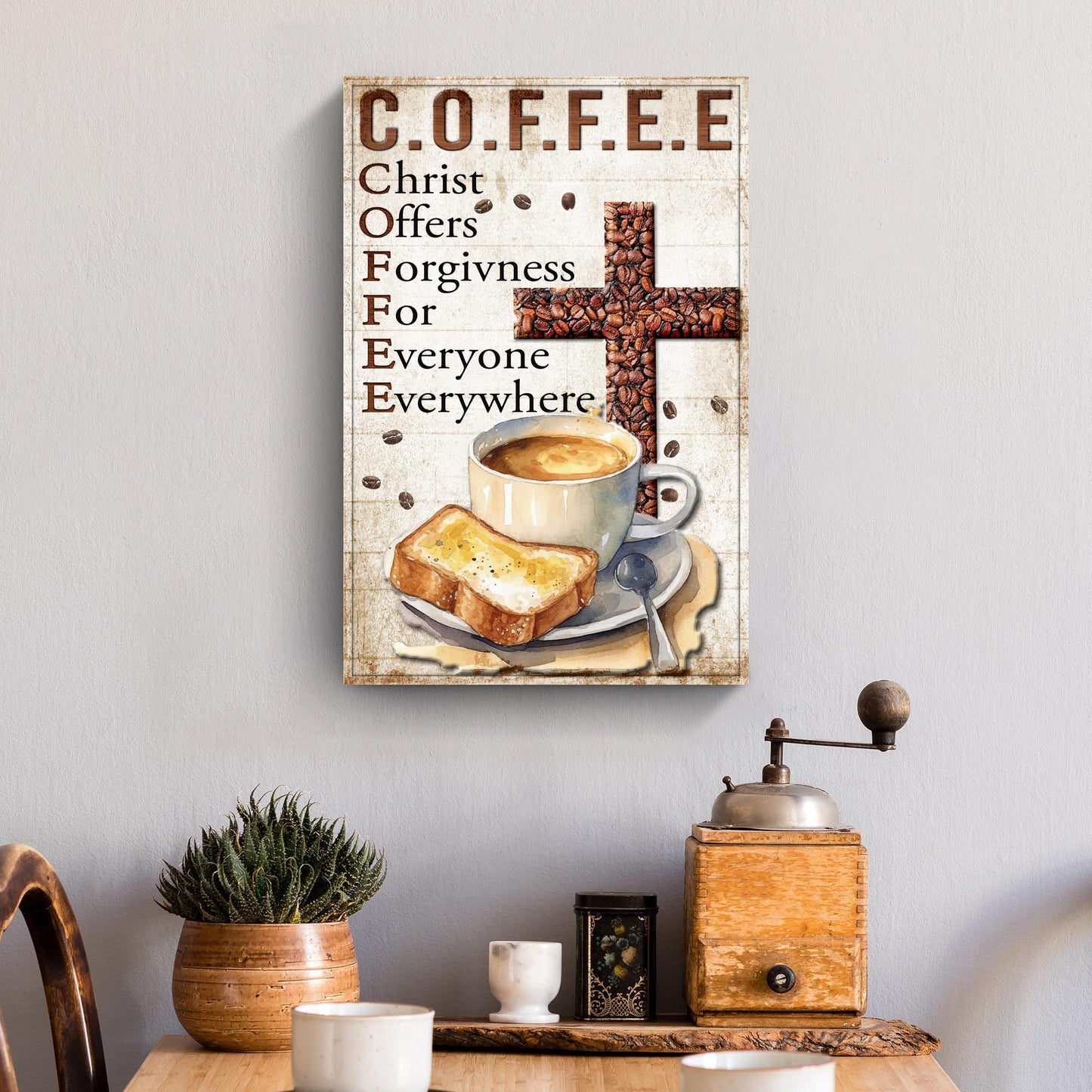 Christ and Coffee IV Faith Sign Canvas Wall Art