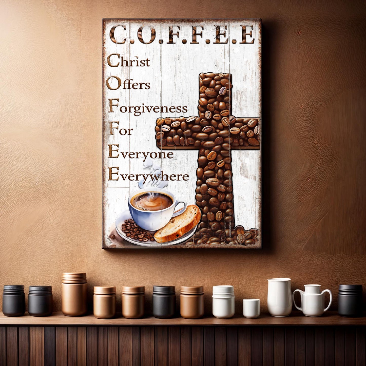 C.O.F.F.E.E Faith Sign Canvas Wall Art V