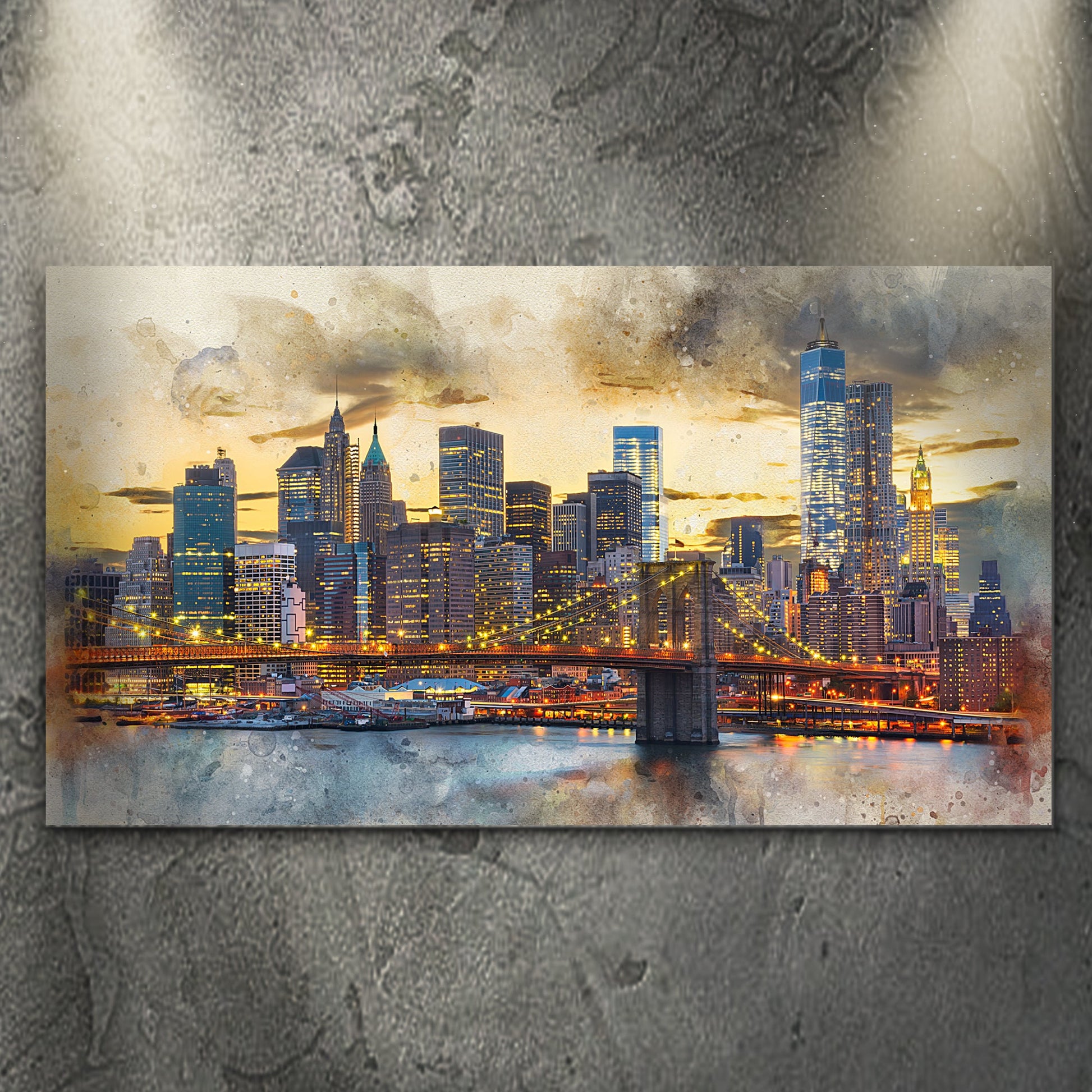 New York City night skyline canvas wall art for modern living rooms