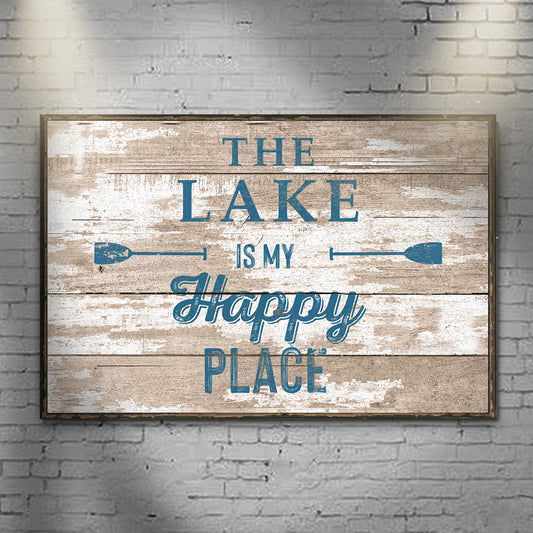 The Lake Is My Happy Place Canvas Sign III