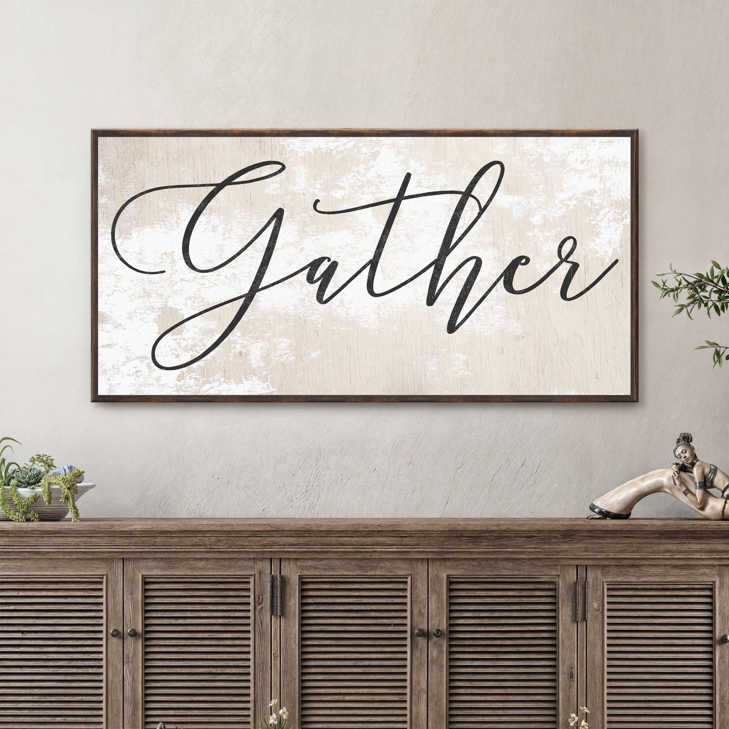 Gather Canvas Sign Wall Art - Neutral Tones