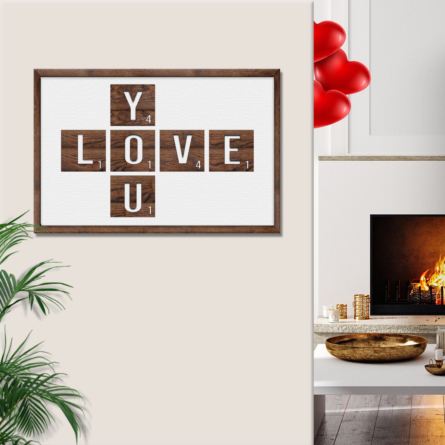 Valentine Love You Canvas Wall Art