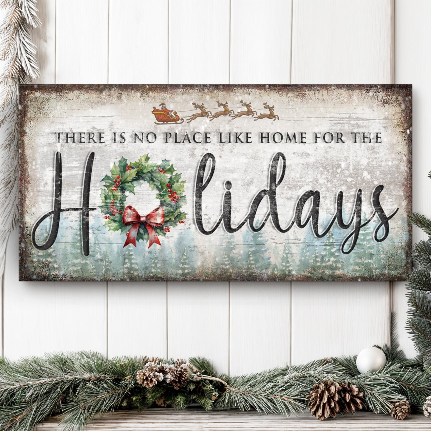 No Place Like Home for the Holidays Festive Canvas Art