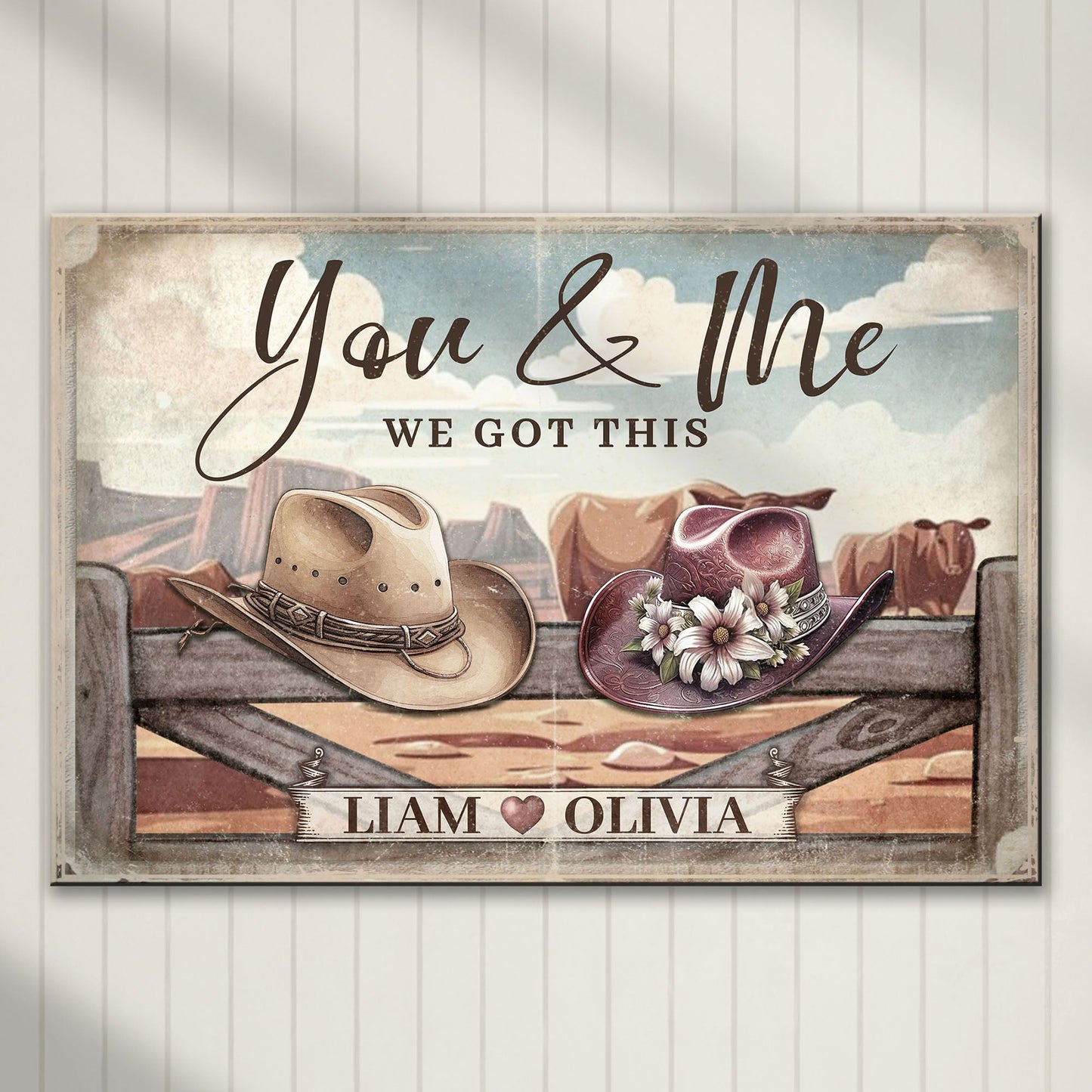 We got this cowboy couple canvas wall art western partnership decor