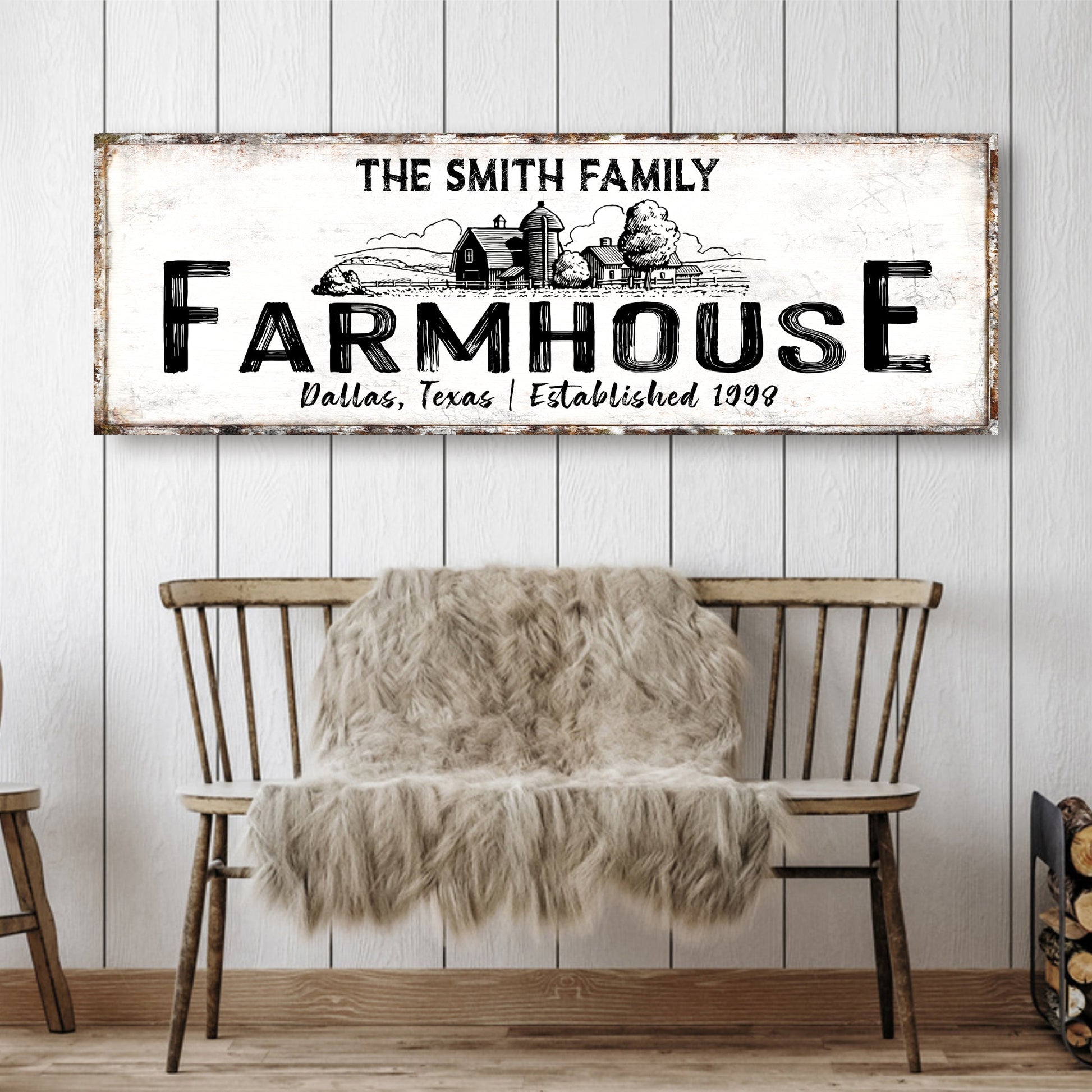 Rustic farmhouse canvas sign XIII with warm country character wall art