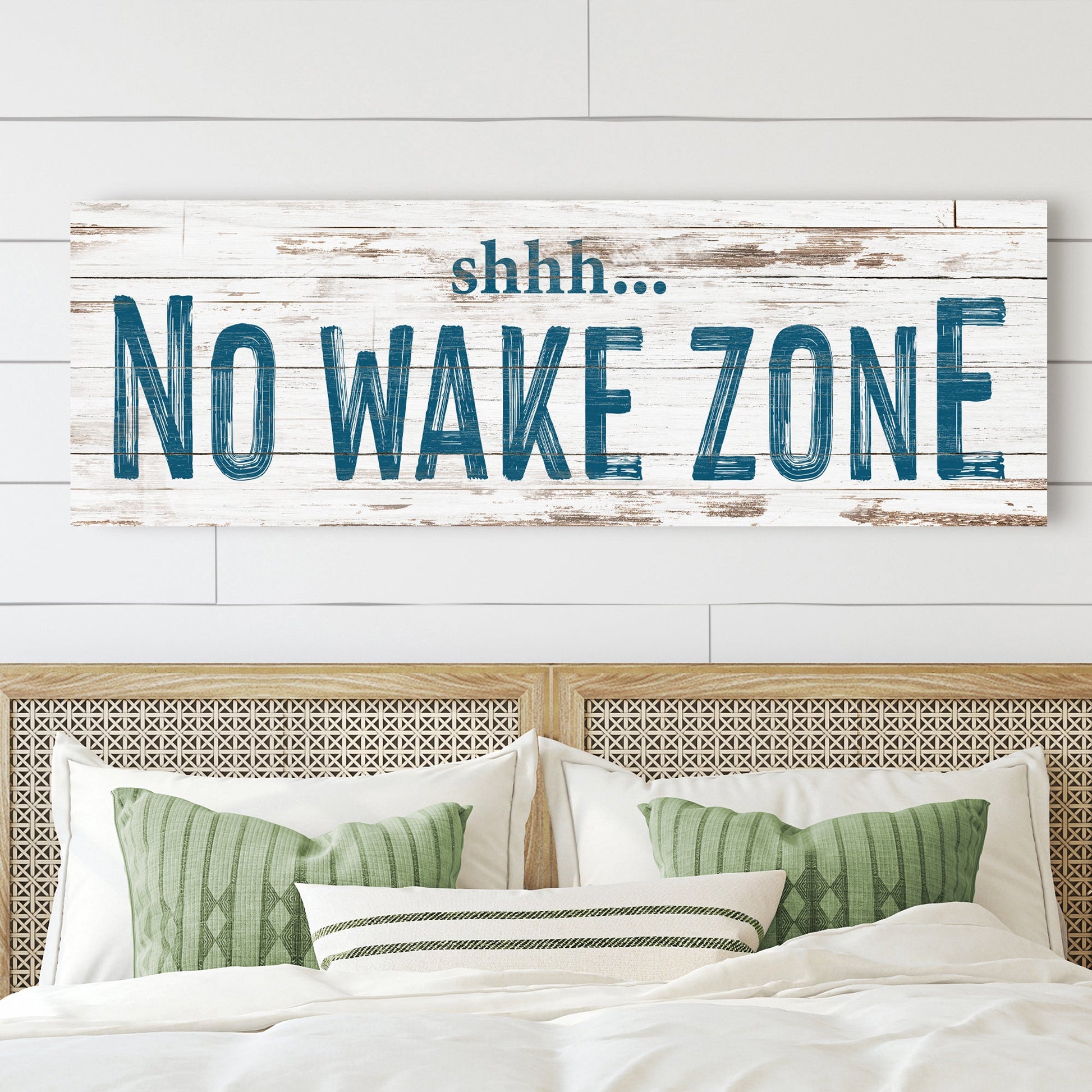 No Wake Zone lake canvas wall sign for lake houses and cabins
