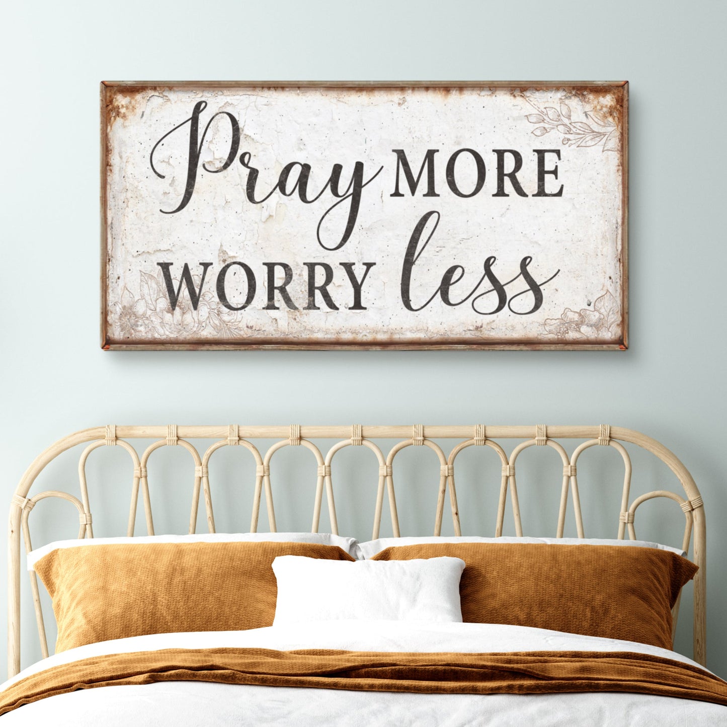 Pray More Worry Less Faith Canvas Wall Art