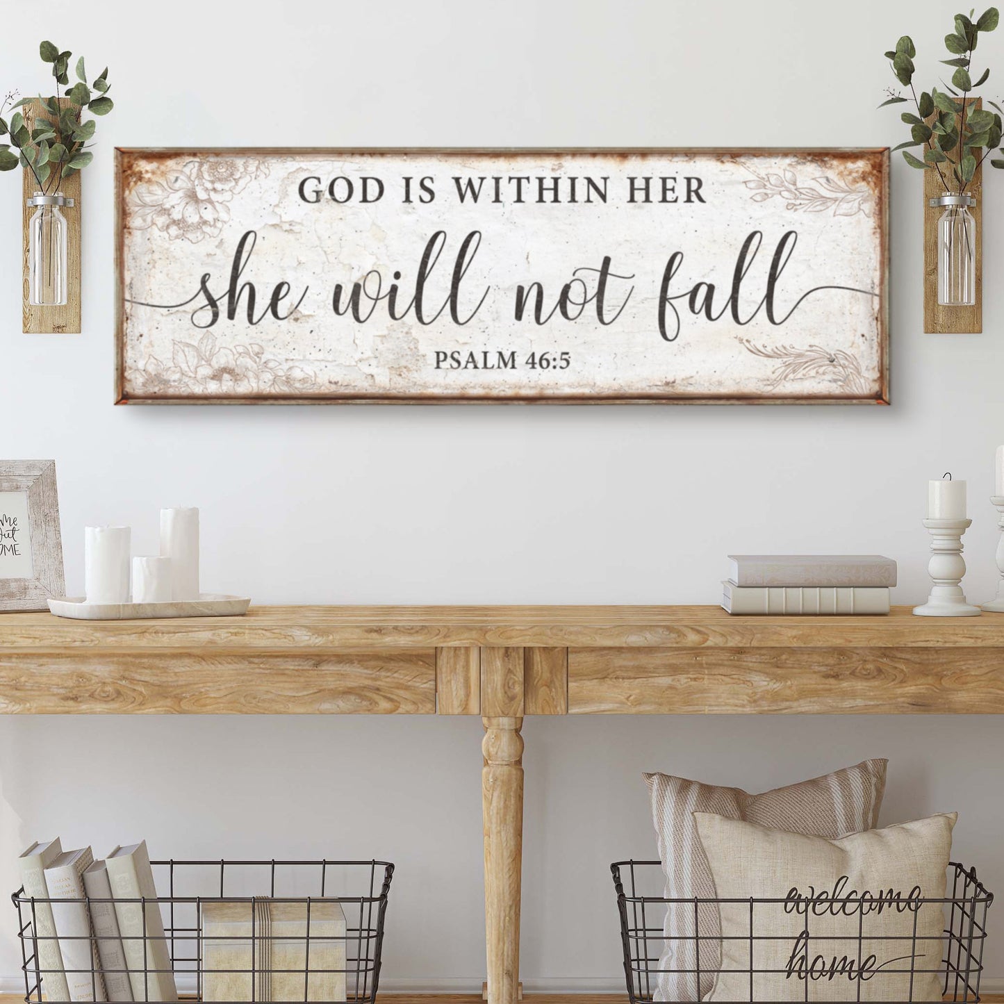 God Is Within Her Psalm 46:5 Faith Canvas Sign