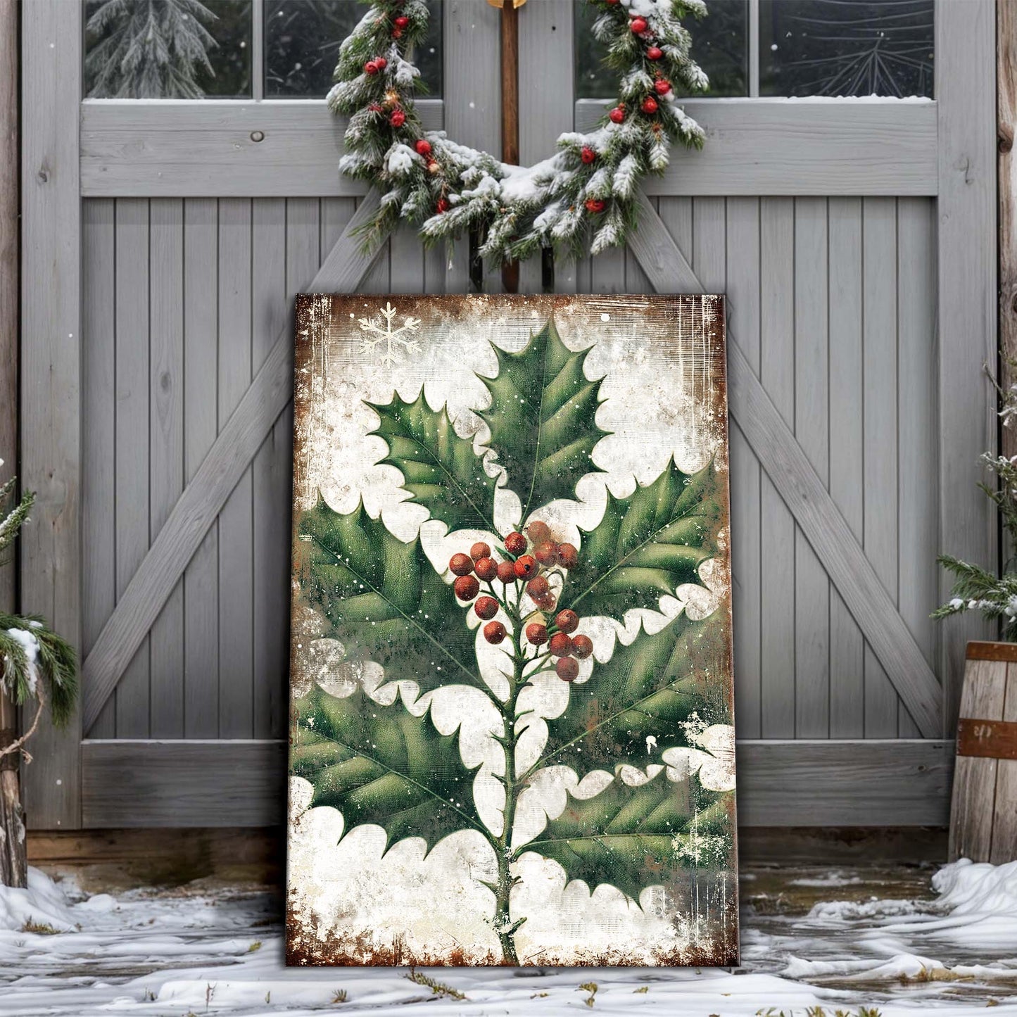 Christmas Holly Canvas Wall Art