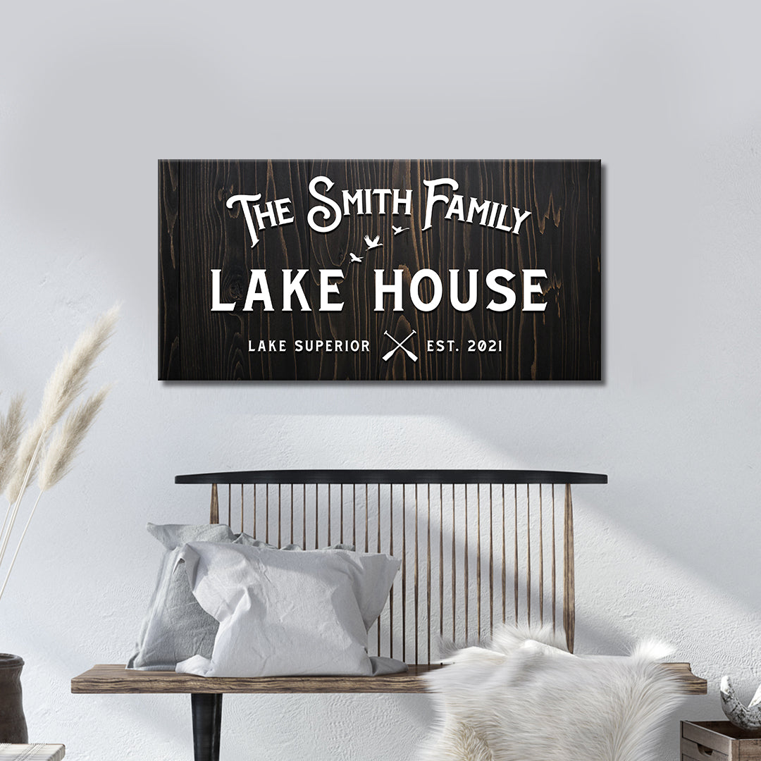 Rustic Family Lake House Canvas Sign