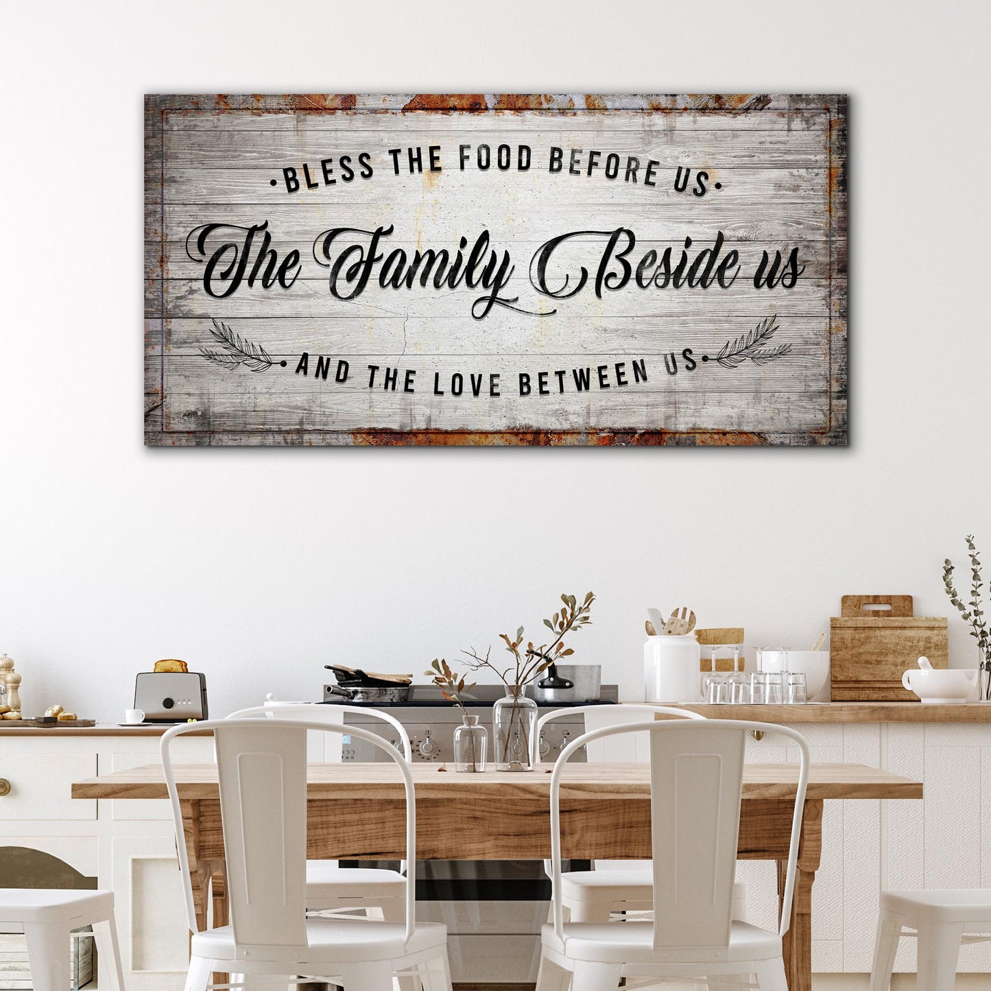 Bless the Food Before Us Kitchen Canvas Wall Art