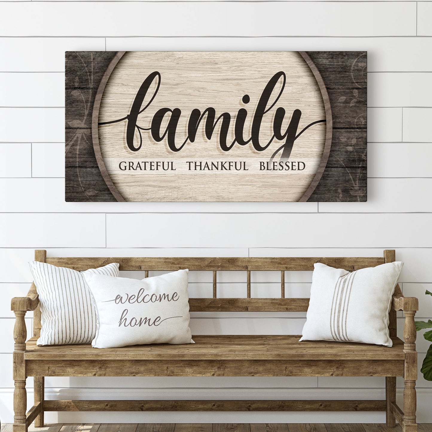 Grateful Thankful Blessed Canvas Wall Art