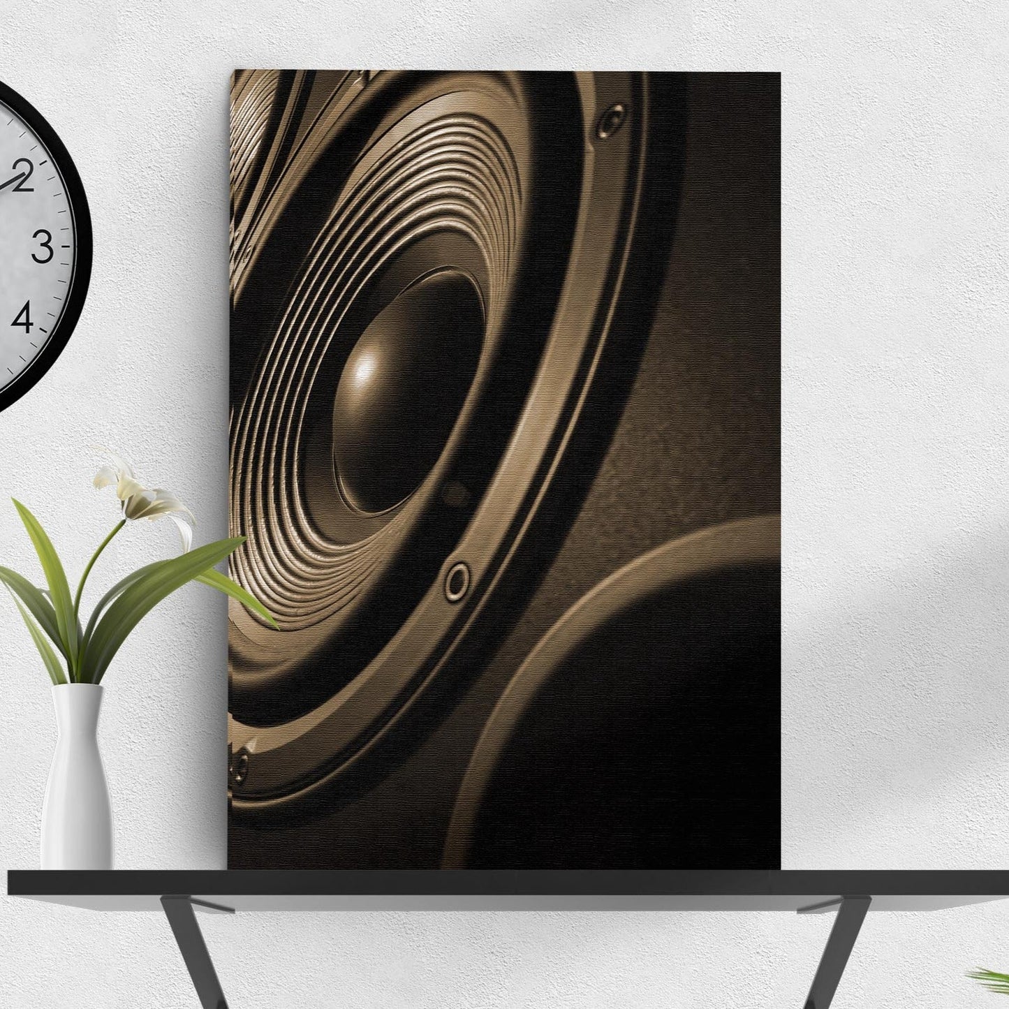 Music Speakers Sepia Canvas Wall Art