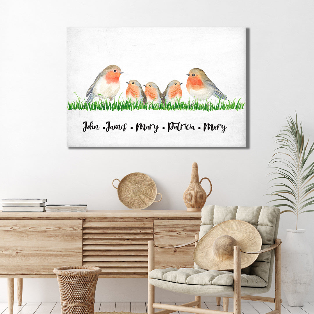 Personalized Family Flock of Birds Canvas Sign