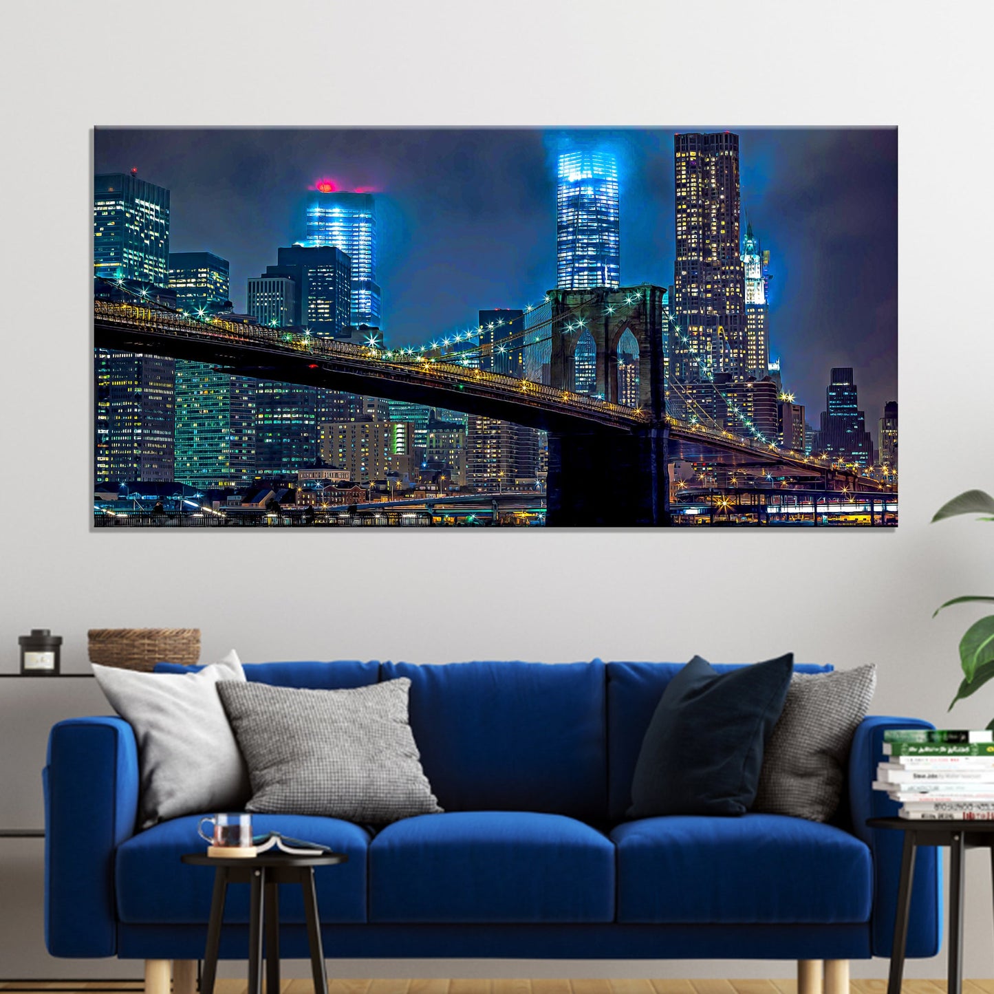 Brooklyn Bridge Night Canvas Wall Art NYC Cityscape