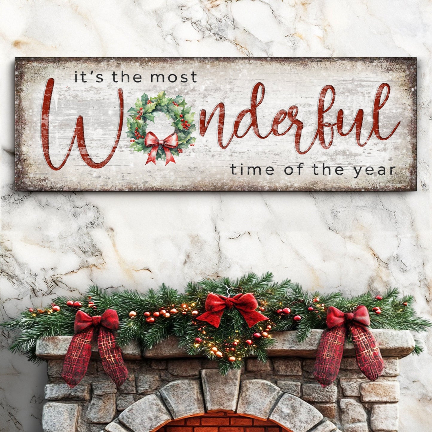 Festive Christmas quote canvas wall art sign in tall format