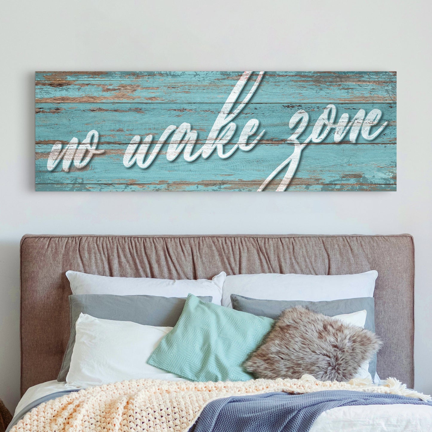 No Wake Zone Canvas Wall Art - Lake Life Sign
