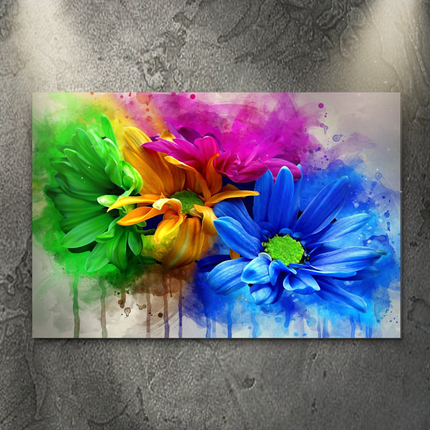 Soft watercolor white daisies floral canvas wall art