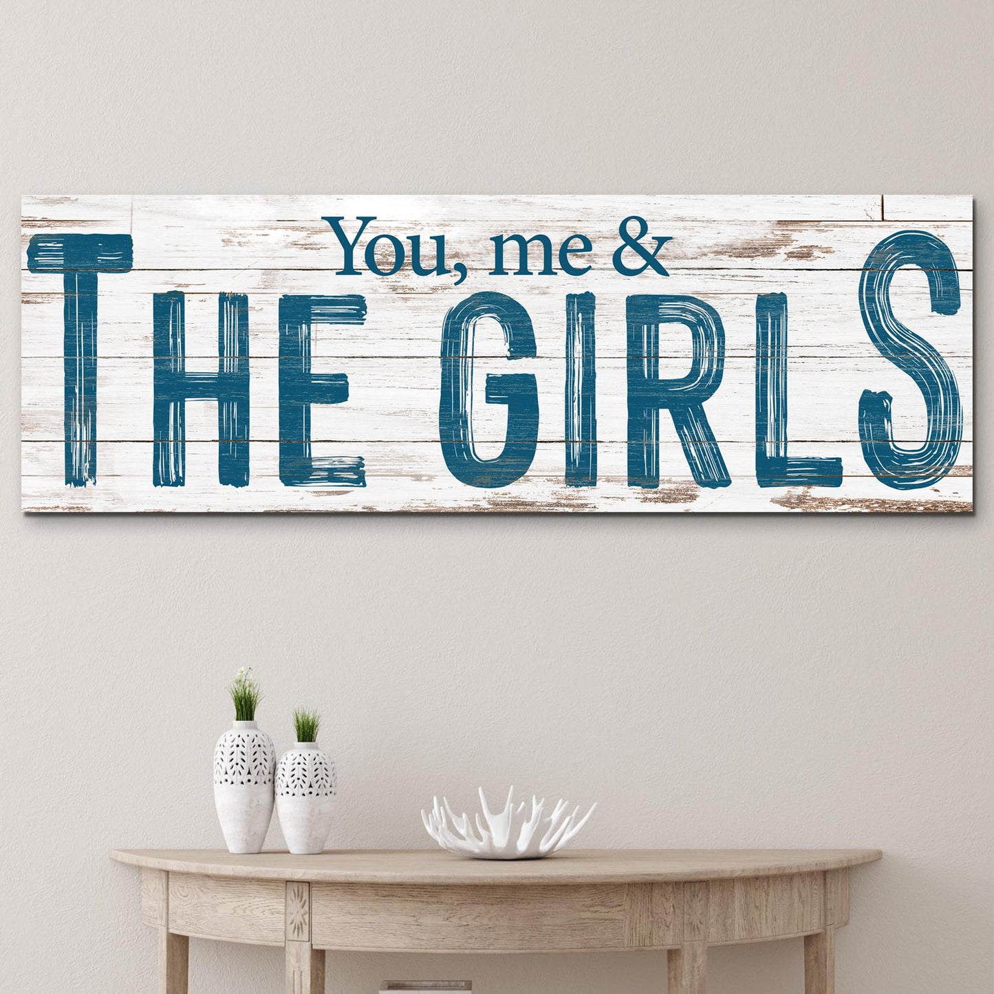 You Me and the Girls Family Canvas Wall Art