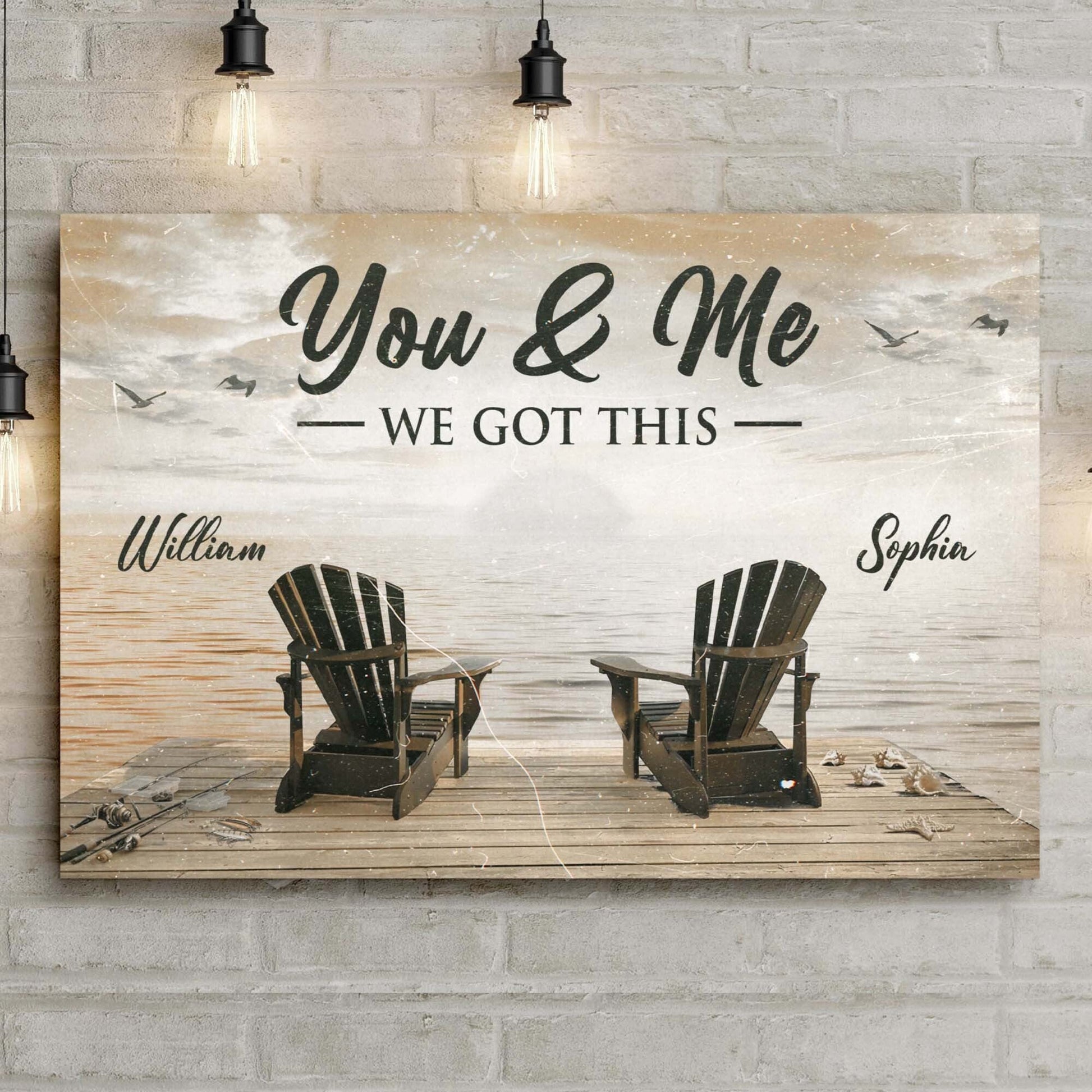 Fishing themed We Got This couple canvas wall art lake house cabin decor