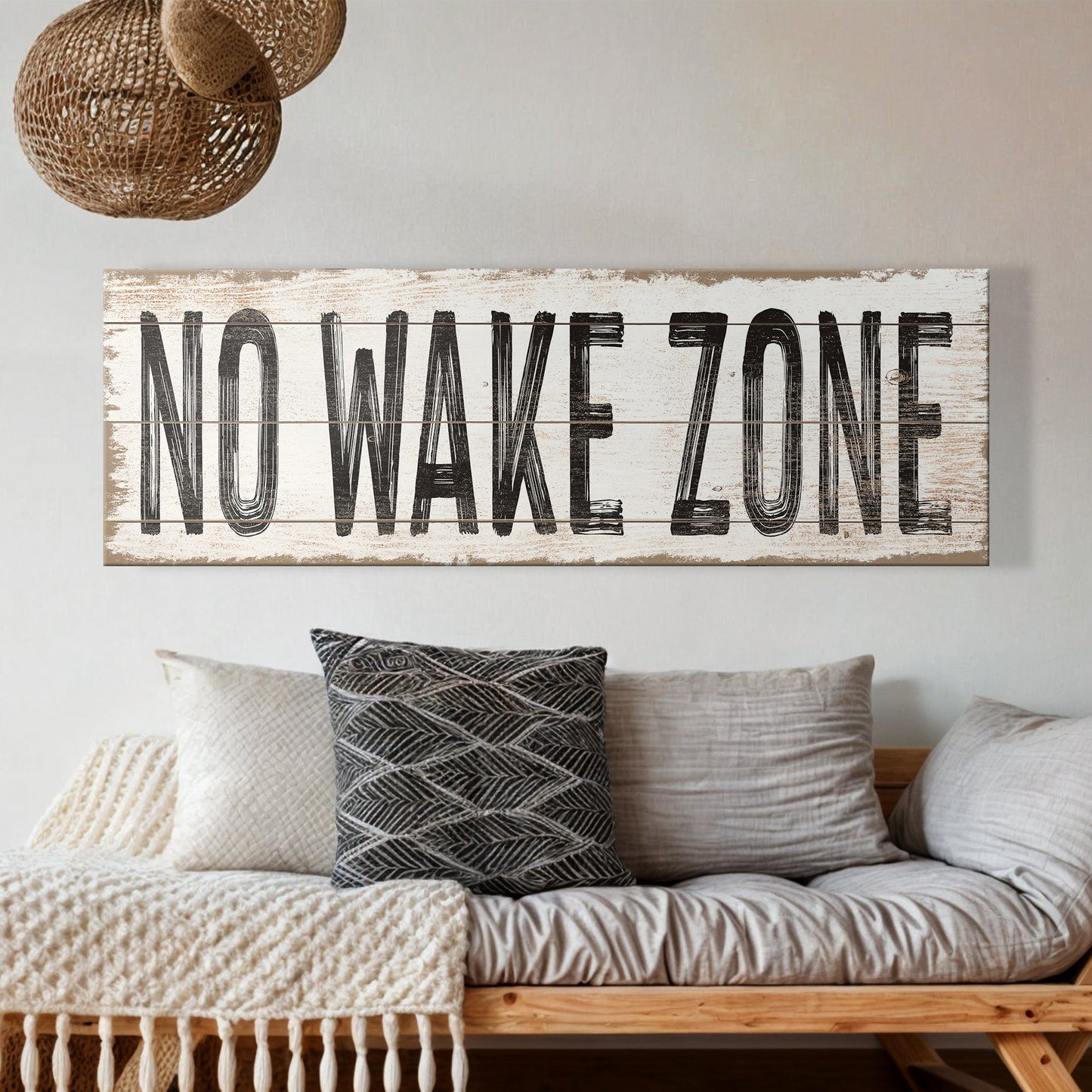 No Wake Zone Nautical Canvas Sign - Lake House Art