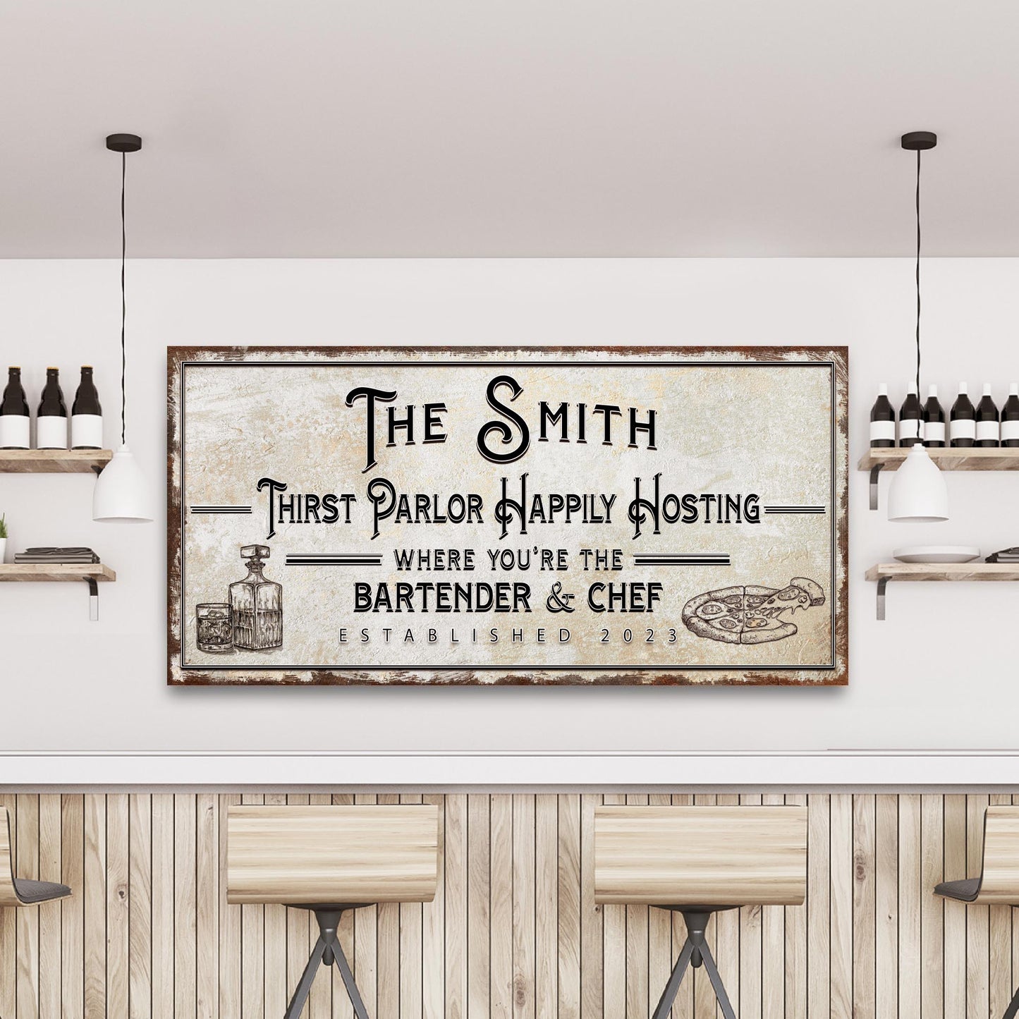 Family Thirst Parlor Hosting Sign Canvas Wall Art