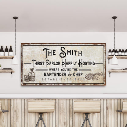 Family Thirst Parlor Hosting Sign Canvas Wall Art