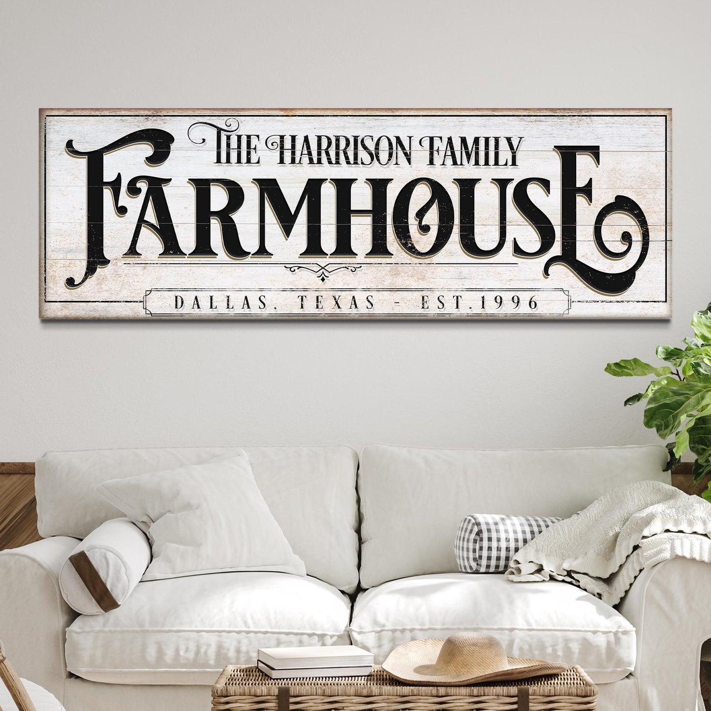 Vintage rust farmhouse vertical canvas sign with aged earthy lettering