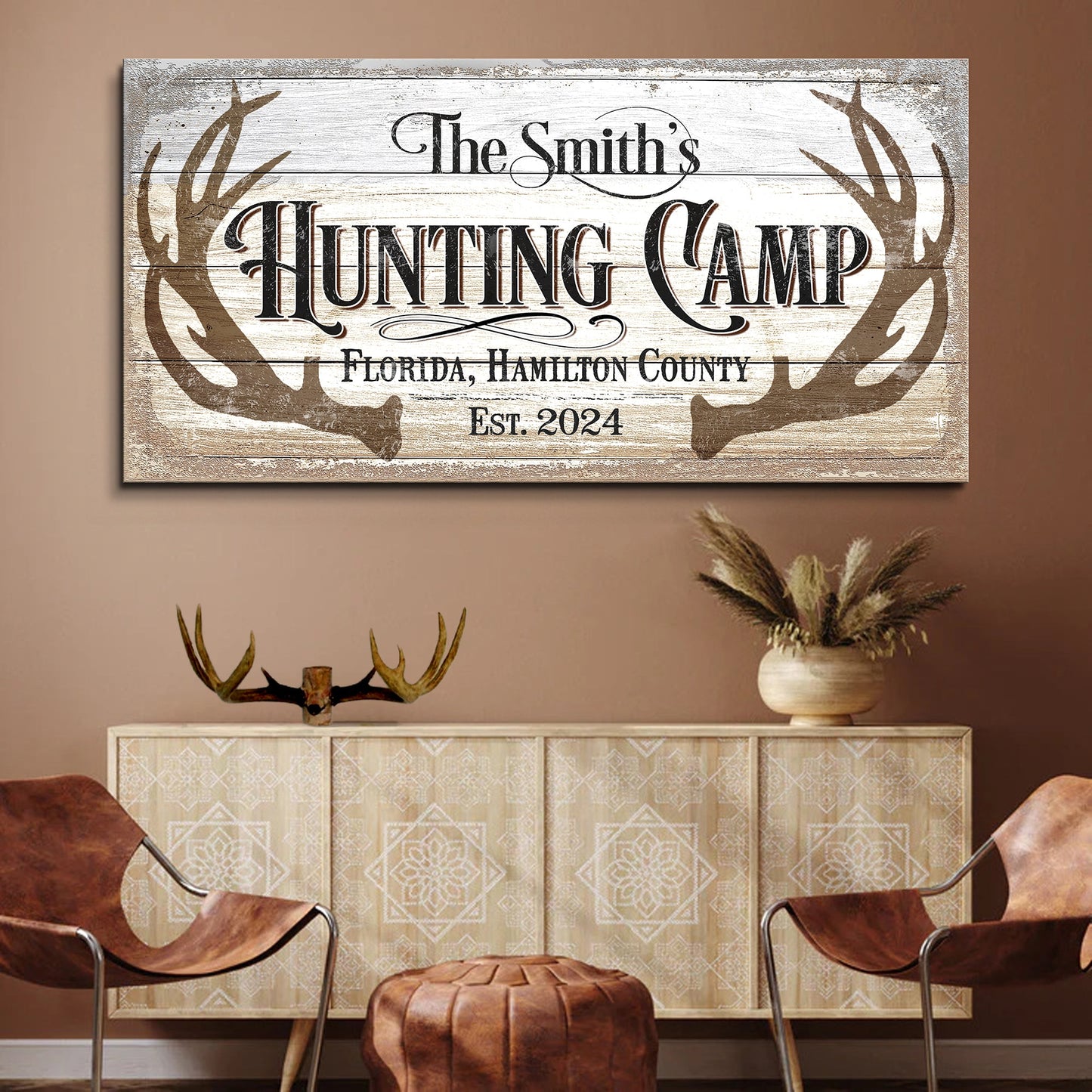 Hunting Camp Sign Canvas Wall Art