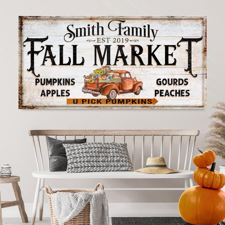 Fall Market Pumpkin Patch Canvas Wall Art Sign