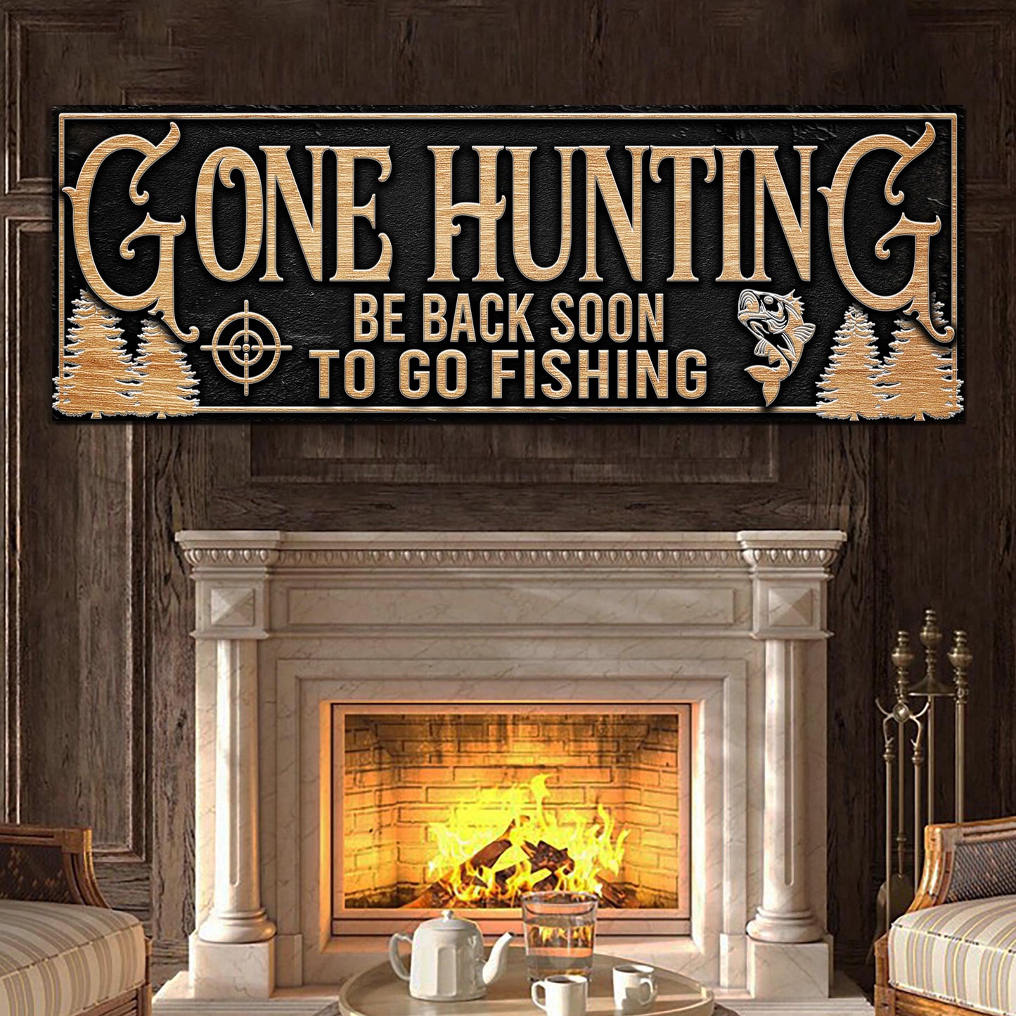 Gone Hunting Canvas Wall Art - Outdoor Sign Print