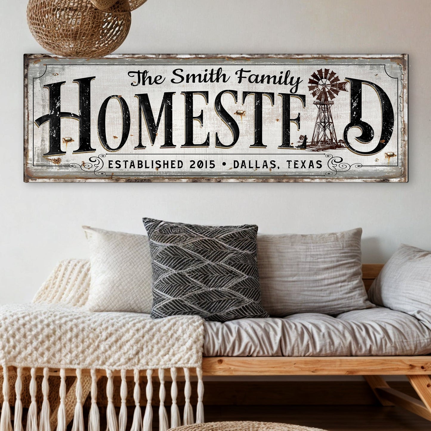 Vintage Rust Homestead Canvas Sign