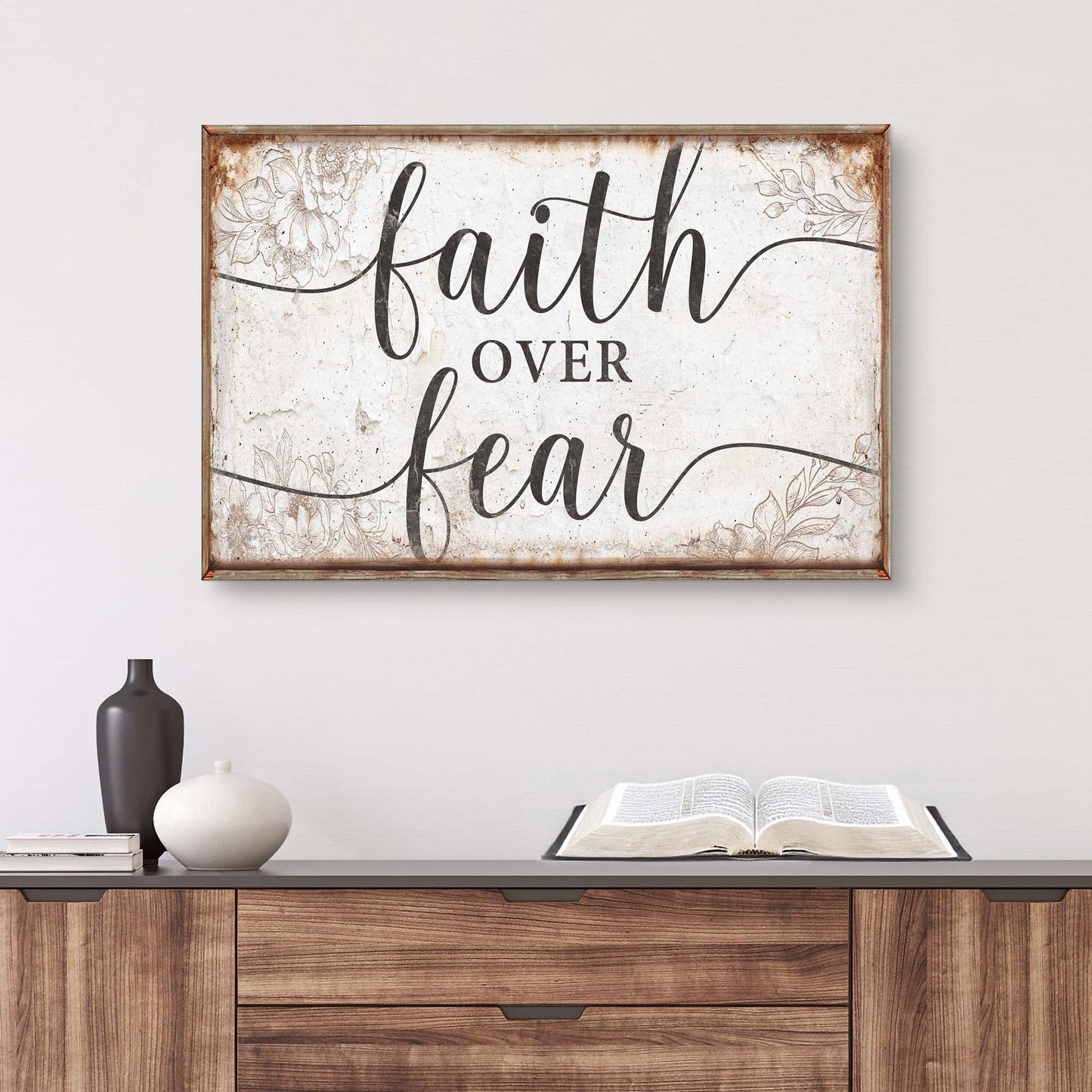 Faith Over Fear Canvas Wall Art Sign
