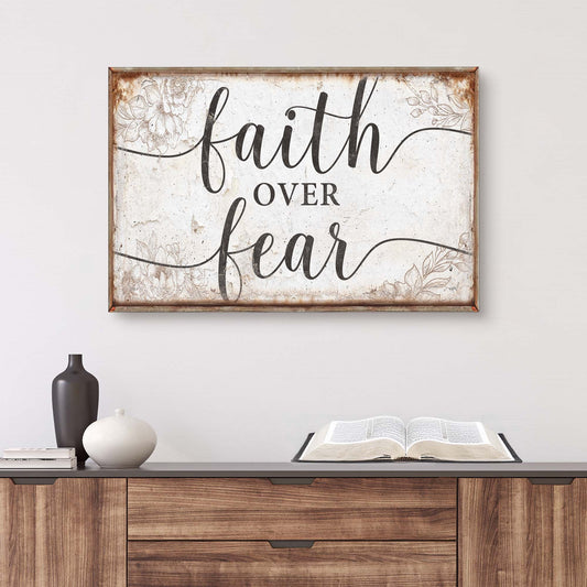 Faith Over Fear Canvas Wall Art Sign