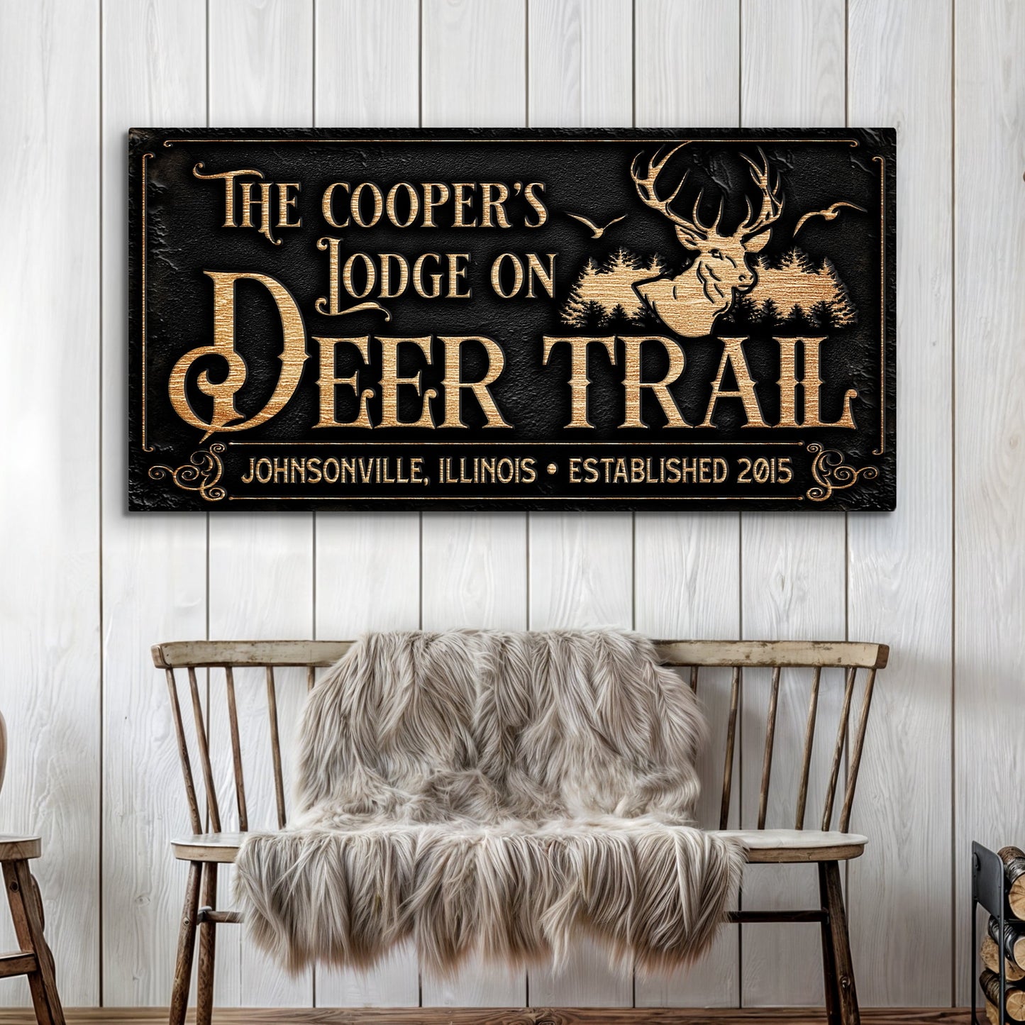 Hunting Lodge Sign Canvas Wall Art