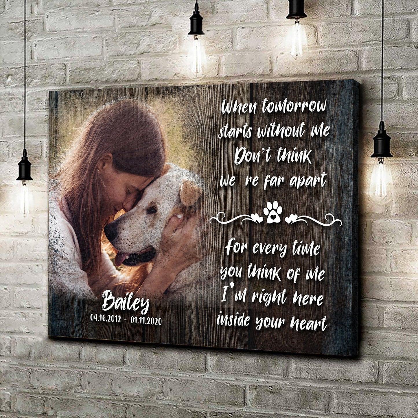 Personalized Dog Memorial Canvas Sign Wall Art